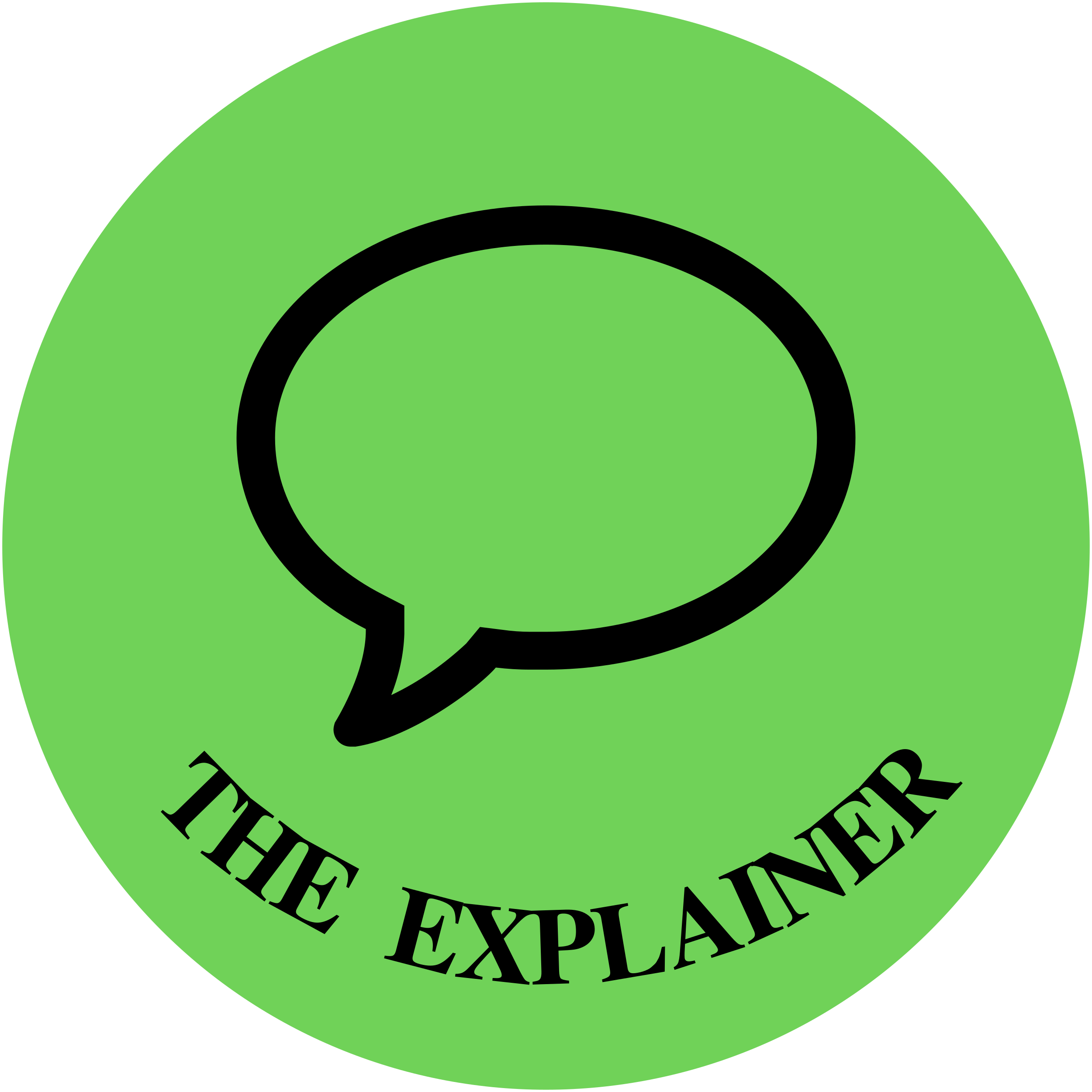 Green circle with a speech bubble icon